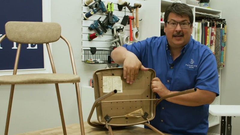 If your padded folding chair is in good shape, it’s easy to replace the worn-out fabric with durable vinyl fabric from Sailrite. In this no-sew DIY video, we show you how to replace the fabric on a folding chair that has a metal backing plate. With this style of folding chair, you can’t staple the fabric to a wooden backer board. This quick and easy project requires only a handful of tools and supplies, making it a great beginner DIY project.

HOW TO REUPHOLSTER FOLDING CHAIRS WITH METAL BACKER CHAPTERS:
Disassembling Folding Chair - 0:59 min
Adding Foam to Back Support - 3:03 min
Upholstering Back Support - 5:37 min
Adding Foam & Upholstering Seat - 12:26 min
Materials & Tools List - 20:24 min

MATERIALS LIST:
Fabric Backed 1/2" Sew Foam 58" (5 yards) - Item # 121507 https://www.sailrite.com/Fabric-Backed-1-2-Sew-Foam-58
Headliner Adhesive 13 oz. - Item # 123288 https://www.sailrite.com/Headliner-Adhesive-13-oz
Morbern® Allsport 360° 4‑Way Stretch Electric Blue 54" Vinyl Fabric - Item, tags: en - youtube